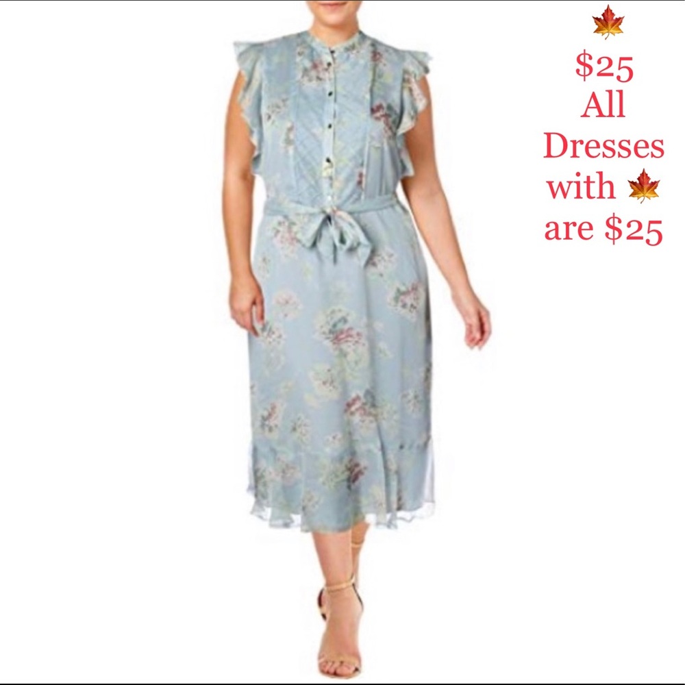 🍁Lauren Ralph Lauren FloralBelted Georgette Dress